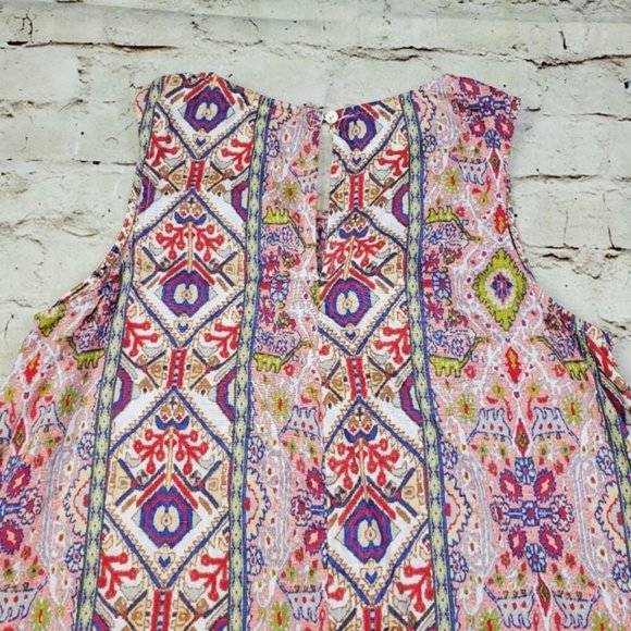 Rachel Zoe Dress Aztec Print Linen Pockets Colorful Vacation Casual Tapestry S - Picture 8 of 10